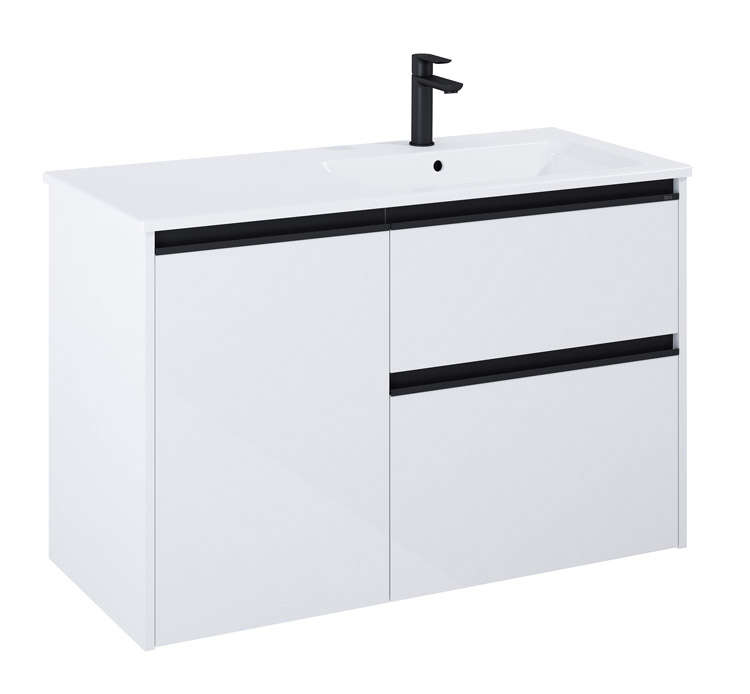 Roca Gap Pro Zestaw łazienkowy Unik szafka z koszem cargo + umywalka slim prawa 100 cm biały połysk (A852063806)